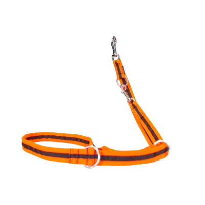 Hundeleine eingefasst 200 c m, 25 mm, Leuchtorange, 3-fach verstellbar | Grossenbacher