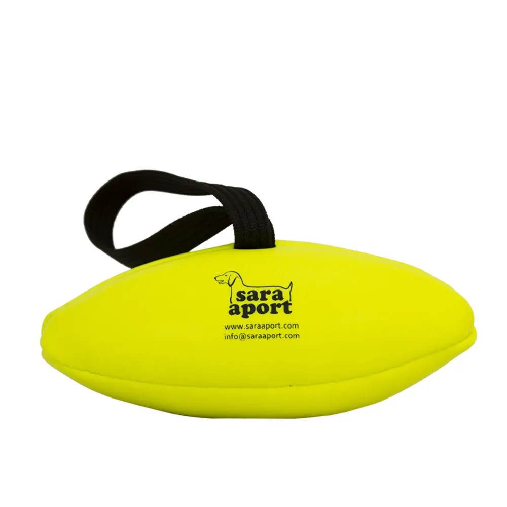 Hundespielzeug Eco Leder Rugby, 22cm, 200g, Leuchtgelb | Grossenbacher