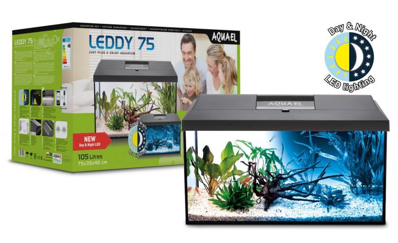 AQUAEL Aquarium Set LEDDY 75 BLACK D&N 2.0 – Komplettset schwarz