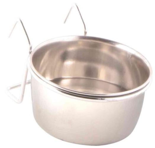 Edelstahlnapf mit Halter – 0,2 l / Ø 7,5 cm – Trixie - Einhängenapf für Kleintiere und Vögel
