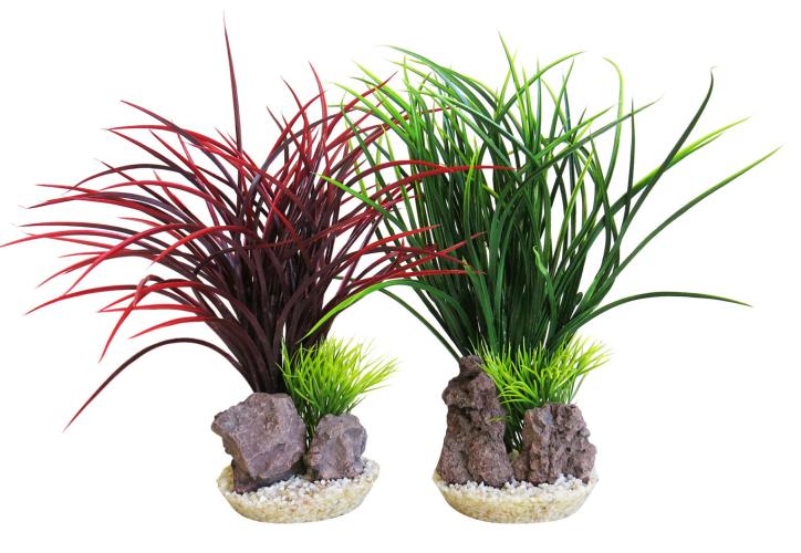 Acorus Rock – 28 × 10 × 12 cm – Sydeco - Künstliche Aquariumpflanze mit Felsdekor