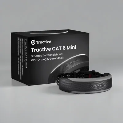 Tractive CAT 6 Mini Schwarz – 32 g inkl. Halsband – Tractive - GPS-Tracker mit Sicherheitshalsband für Katzen von 3–8 kg